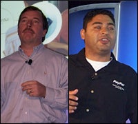 PayPal President Scott Thompson (left) and Osama Bedier, vice president of the PayPal platform and emerging technology